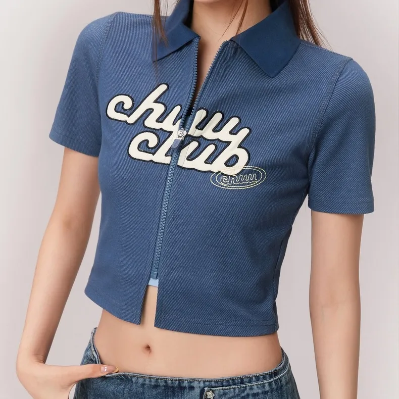 CHUU Cropped Coats Women's Denim Blue-2