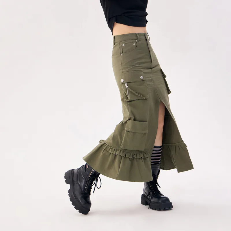 CHUU Casual Short Skirts Women's Army Green-2