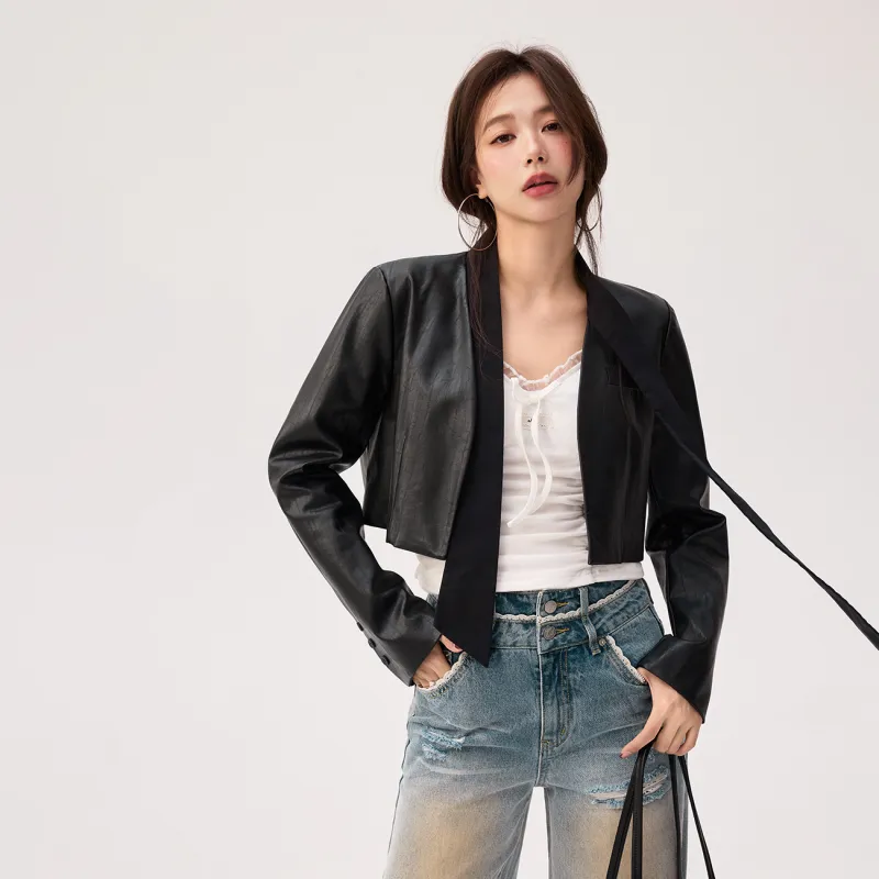 CHUU Leather Jackets Women's Black-2