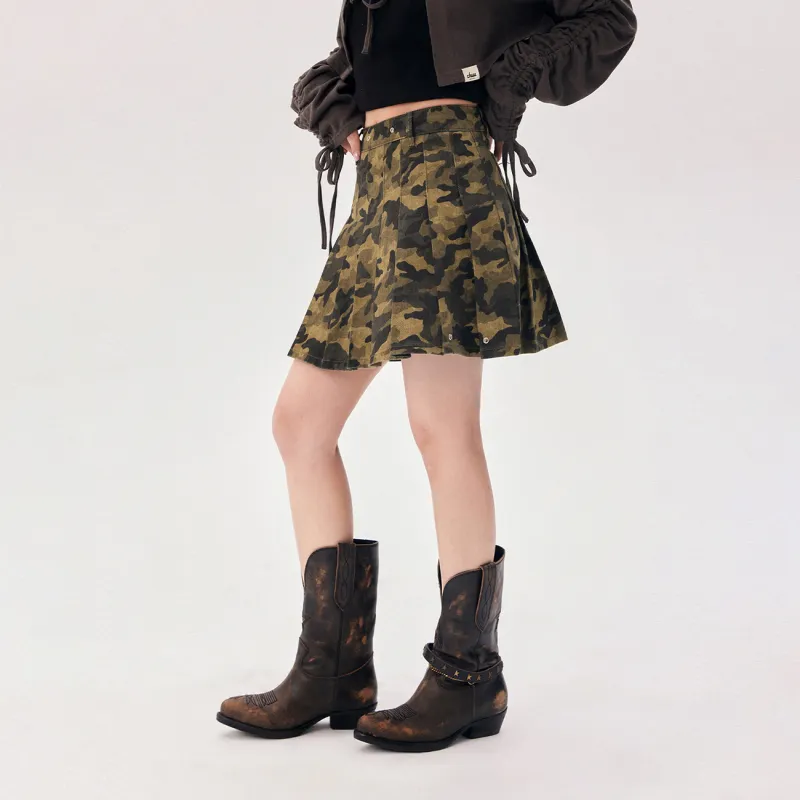 CHUU Casual Short Skirts Women's Green Camouflage-2