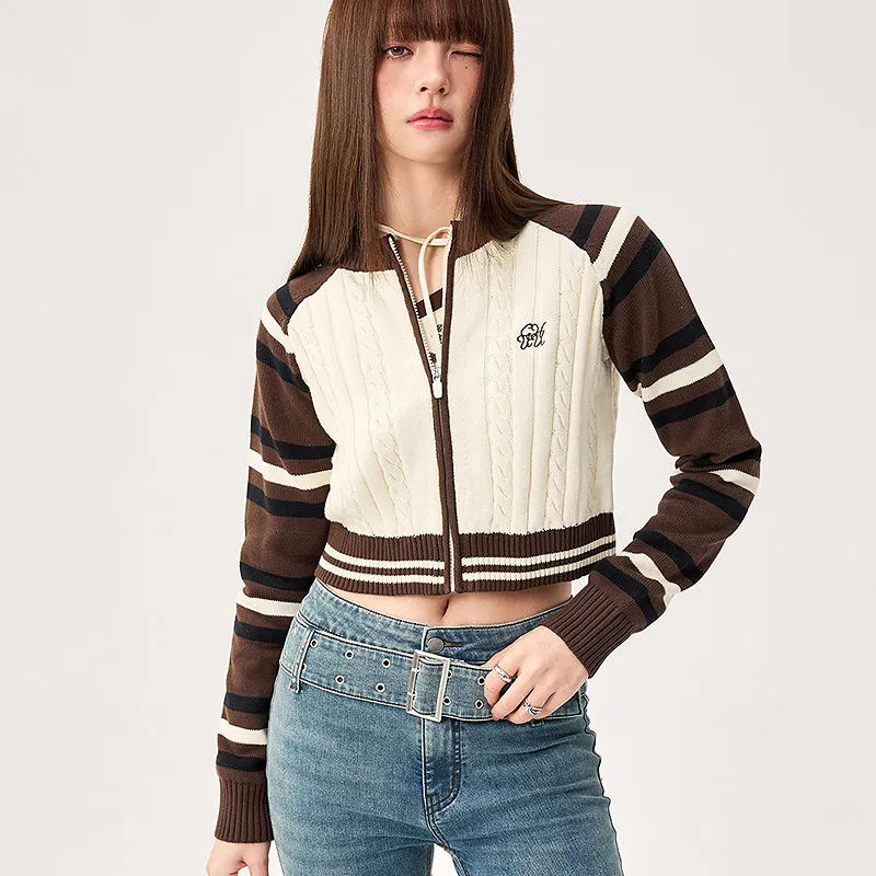 CHUU Knitwear Women's Coffee Stripes-2