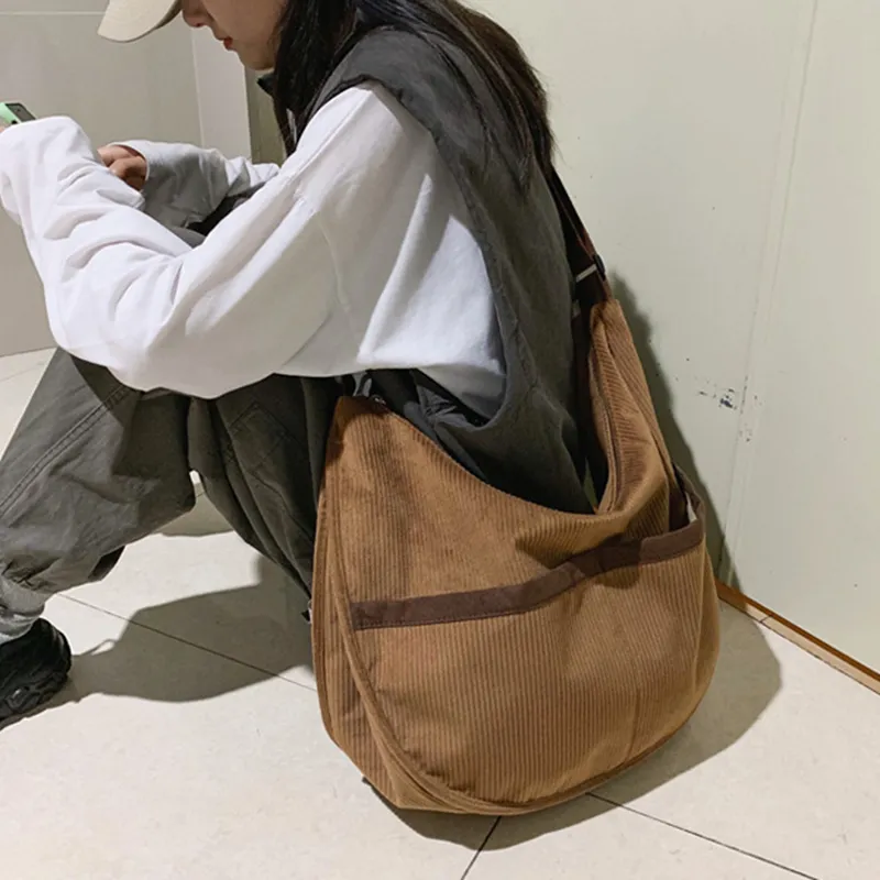 DALO Corduroy Crossbody Bag Shoulder Bag Women's White/Green/Black/Coffee-19