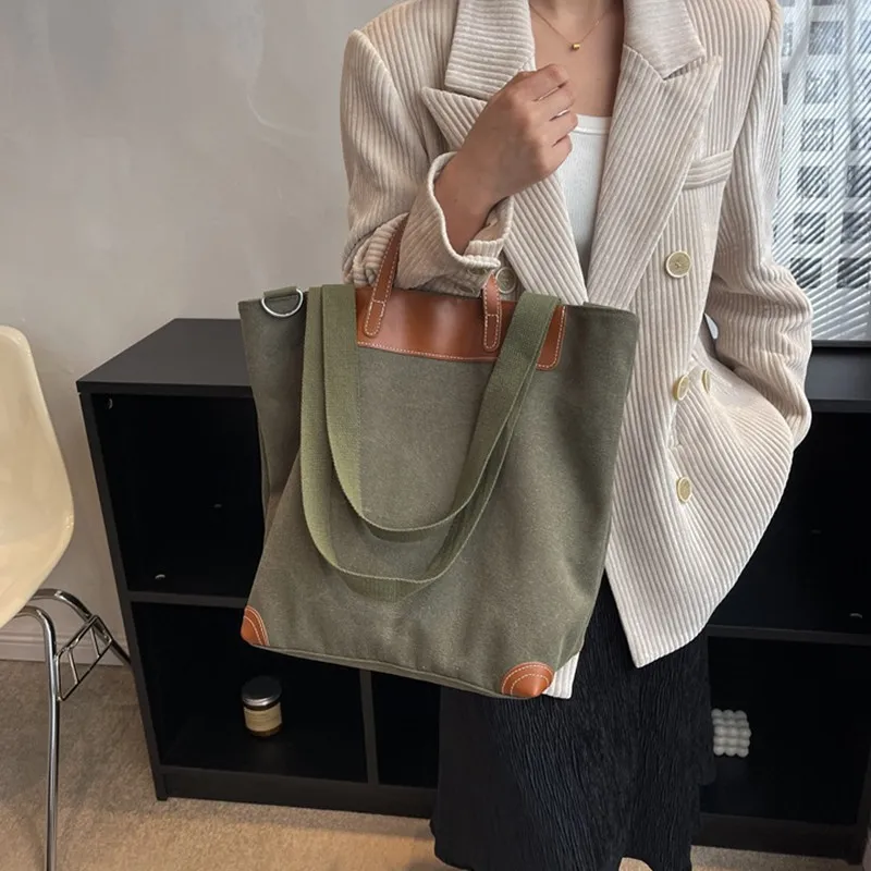 DALO Canvas Canvas Bag Portable Crossbody Bag Shoulder Bag Unisex Black/grey/brown/army Green/khaki-12