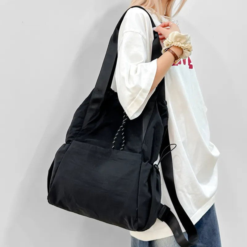 DALO Nylon Backpack Unisex Black/Gray/Blue/Pink-4