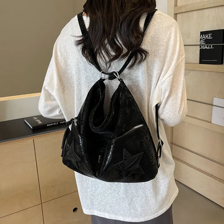 DALO PU Backpack On The Shoulder Women's Silver/Black/White-10