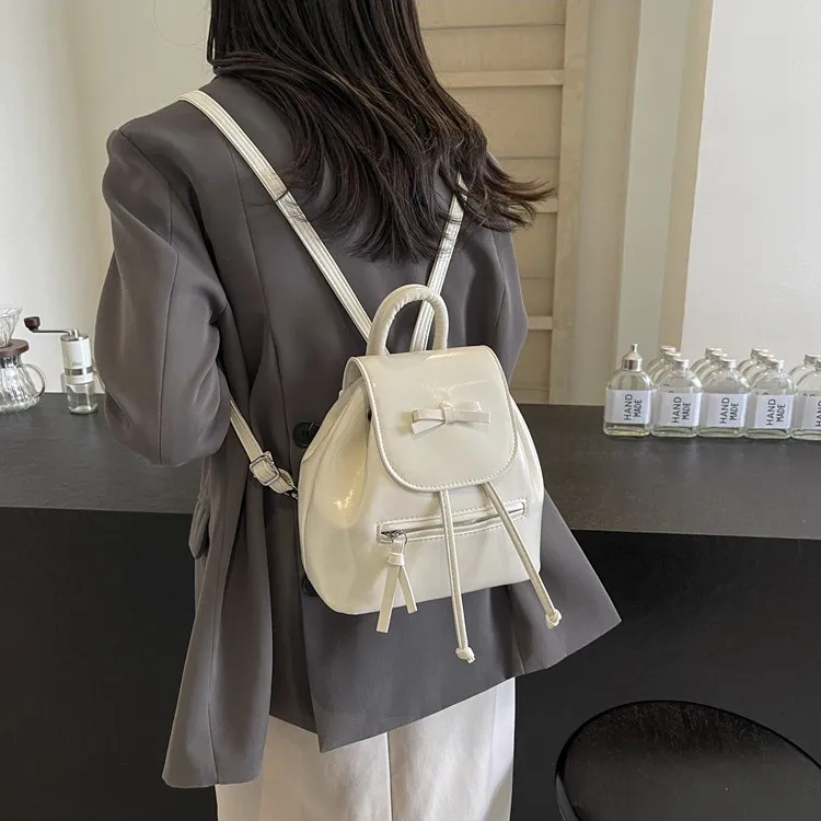 DALO PU Small Backpack Handbag Women's Black/Silver/Red/White-14