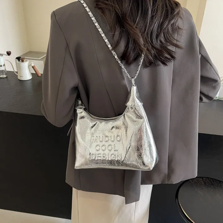 DALO PU Shoulder Bag Crossbody Bag Regular Women's Black/Ecru/Silver-11