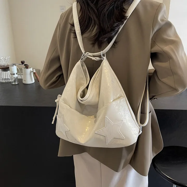 DALO PU Backpack On The Shoulder Women's Silver/Black/White-16