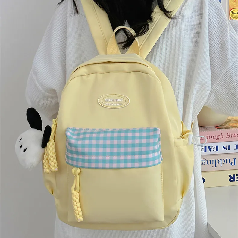 DALO Nylon Backpack Regular Women's White/Blue/Black/Yellow/Green-12