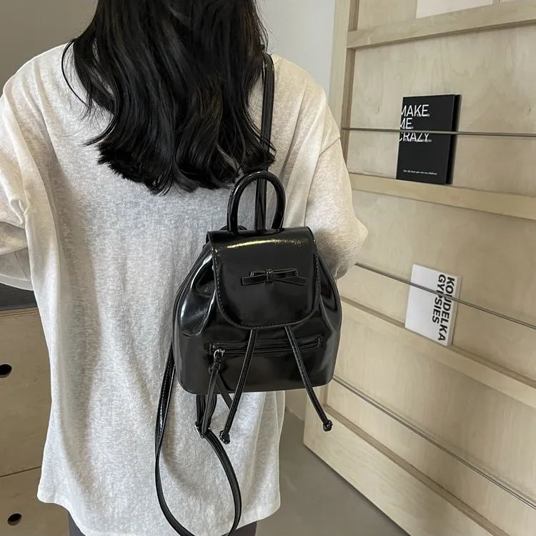 DALO PU Small Backpack Handbag Women's Black/Silver/Red/White-1