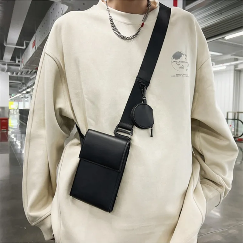 DALO PU Shoulder Bag Crossbody Bag Unisex Black/Brown-6