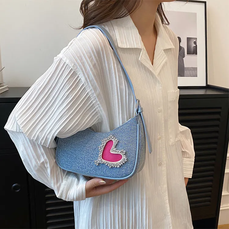 DALO Denim Shoulder Bag Women's Denim Blue-3