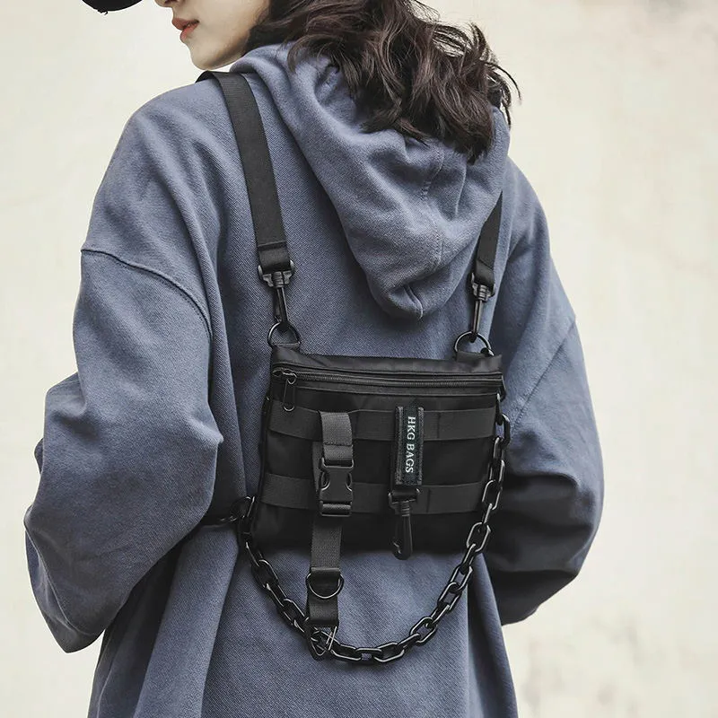 DALO Nylon Shoulder Bag Crossbody Bag Unisex Black-3