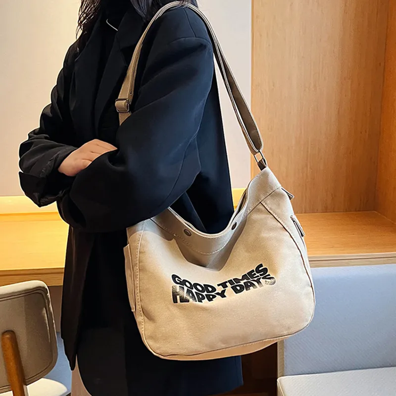 DALO Canvas Canvas Bag Tote Bag Shopping Bag Crossbody Bag Regular Unisex White/Black/Blue/Coffee-8