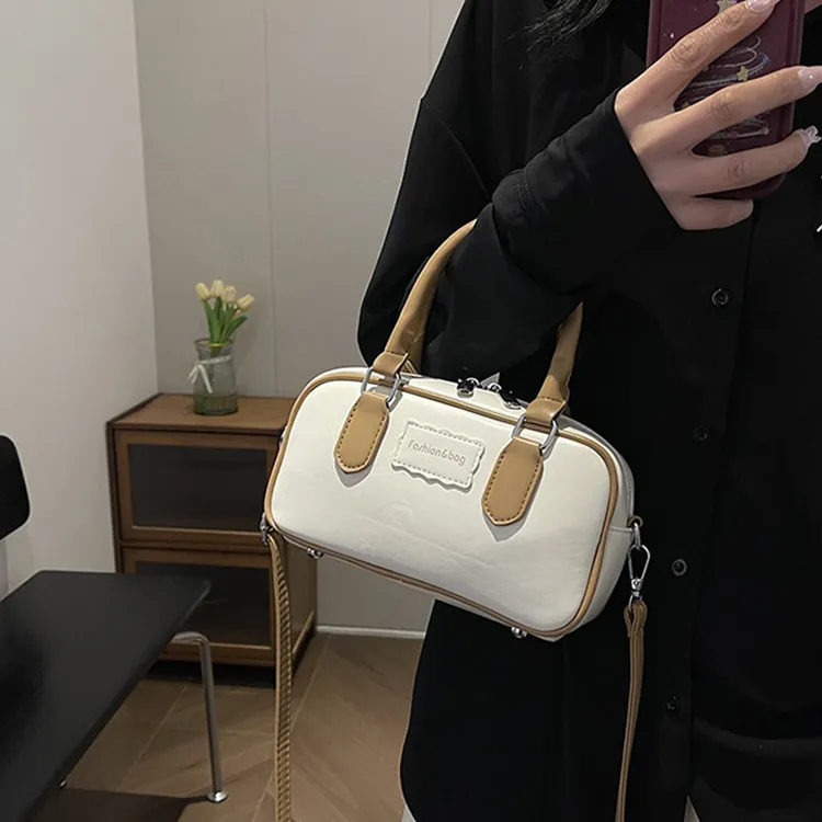 DALO PU Crossbody One Shoulder Handbag Women's Black/Ecru/Pink/Brown-3