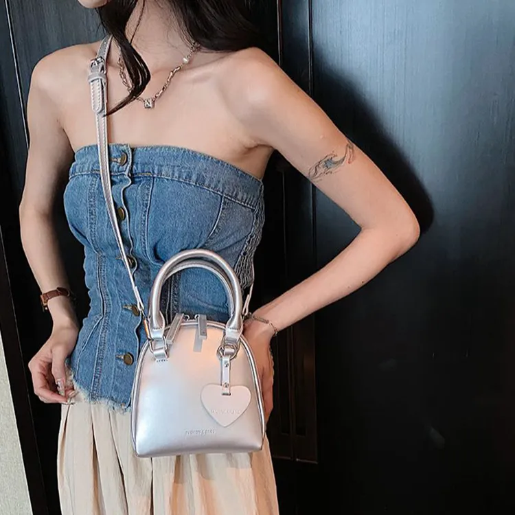 DALO Pu One Shoulder Handbag, Crossbody Bag Women's Silver/Black/Pink-4