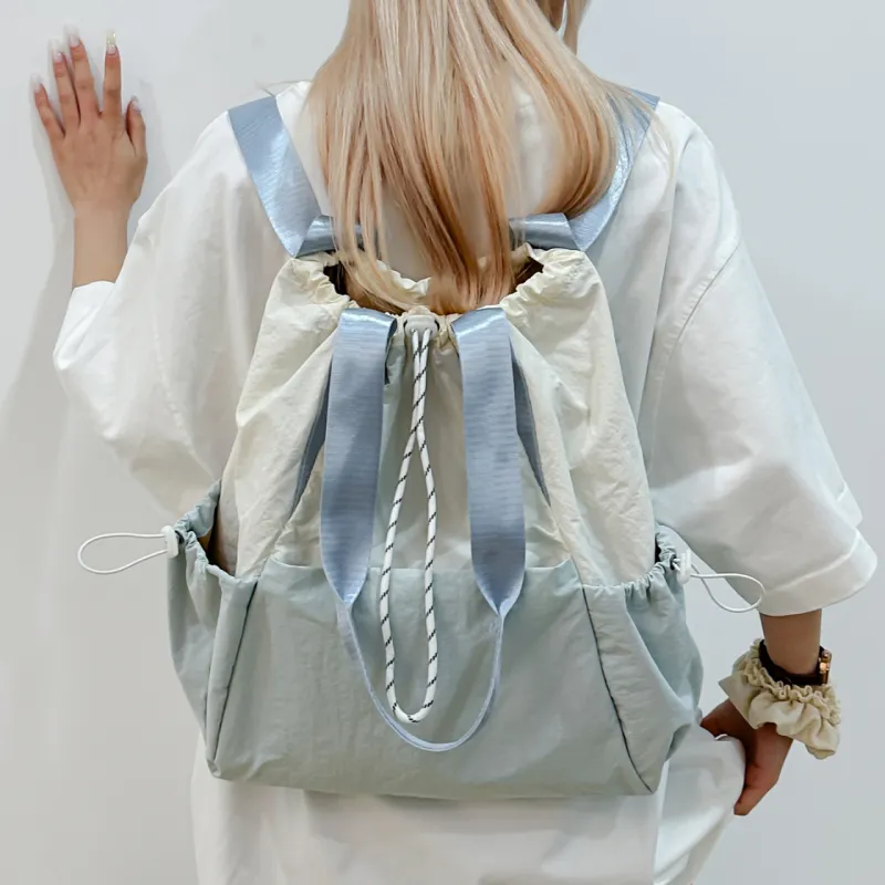 DALO Nylon Backpack Unisex Black/Gray/Blue/Pink-11