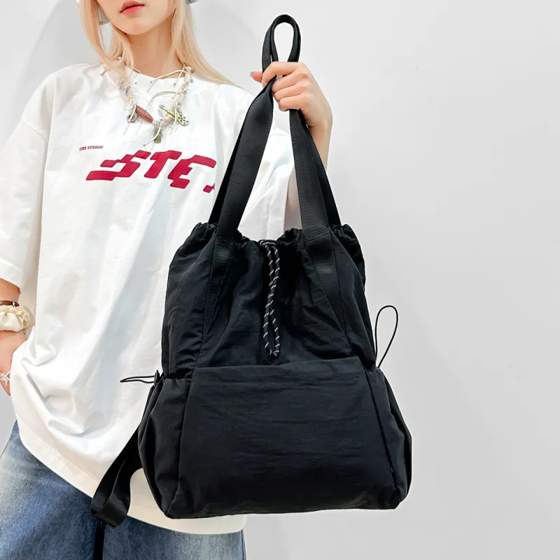 DALO Nylon Backpack Unisex Black/Gray/Blue/Pink-3