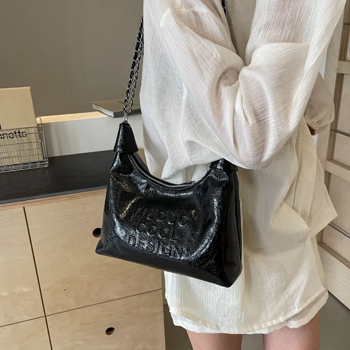 DALO PU Shoulder Bag Crossbody Bag Regular Women's Black/Ecru/Silver-3