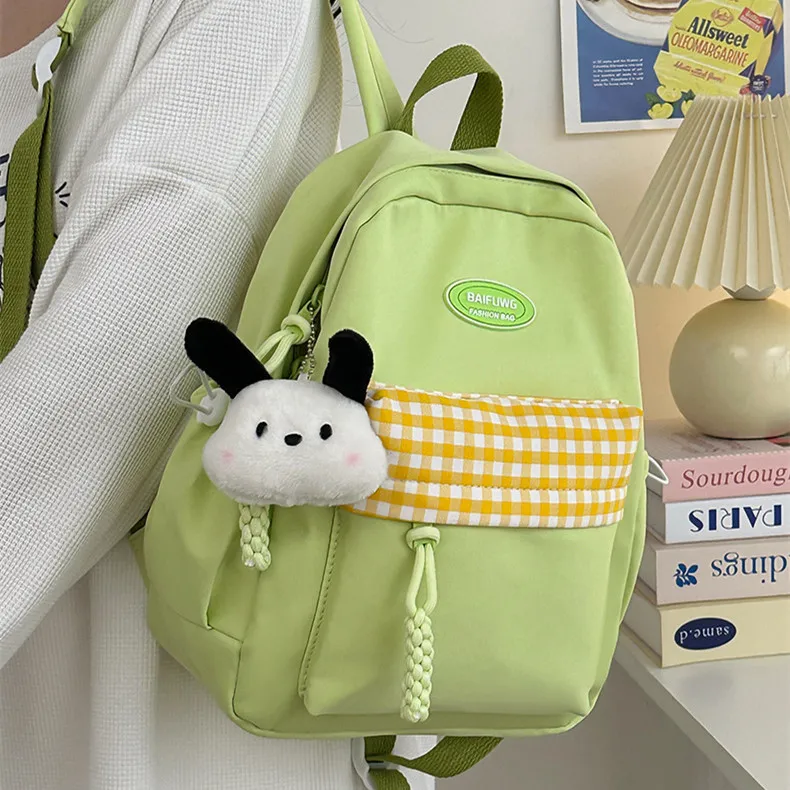 DALO Nylon Backpack Regular Women's White/Blue/Black/Yellow/Green-19