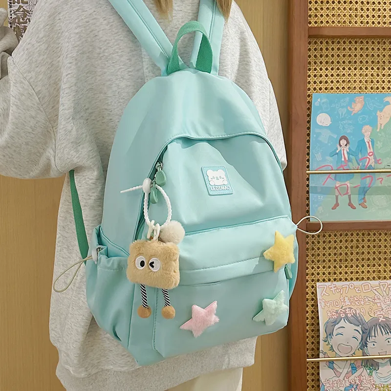 DALO Nylon Backpack Women's White/Pink/Yellow/Green/Black-16