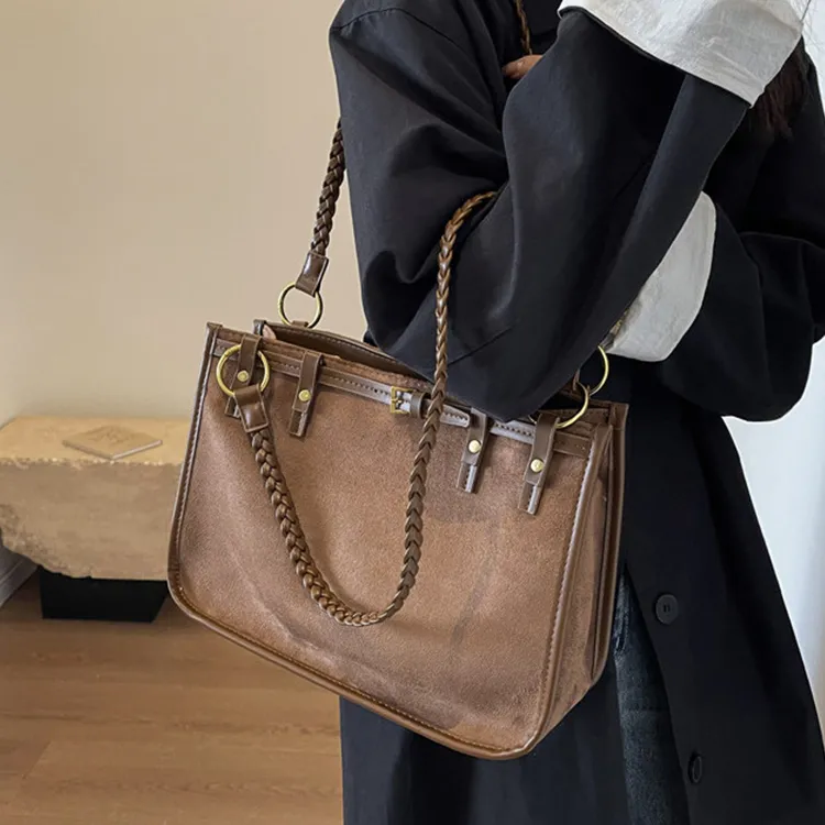 ROSEROOEN PU Velvet Blend Shoulder Bag Women's Black/Khaki/Coffee/Brown-10