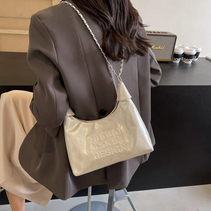 DALO PU Shoulder Bag Crossbody Bag Regular Women's Black/Ecru/Silver-7