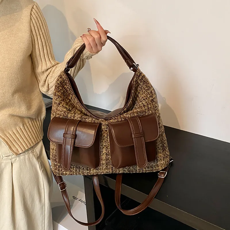 DALO Suede Shoulder Bag Women's Thousand Birds Coffee/Matte Coffee/Frosted Brown-1