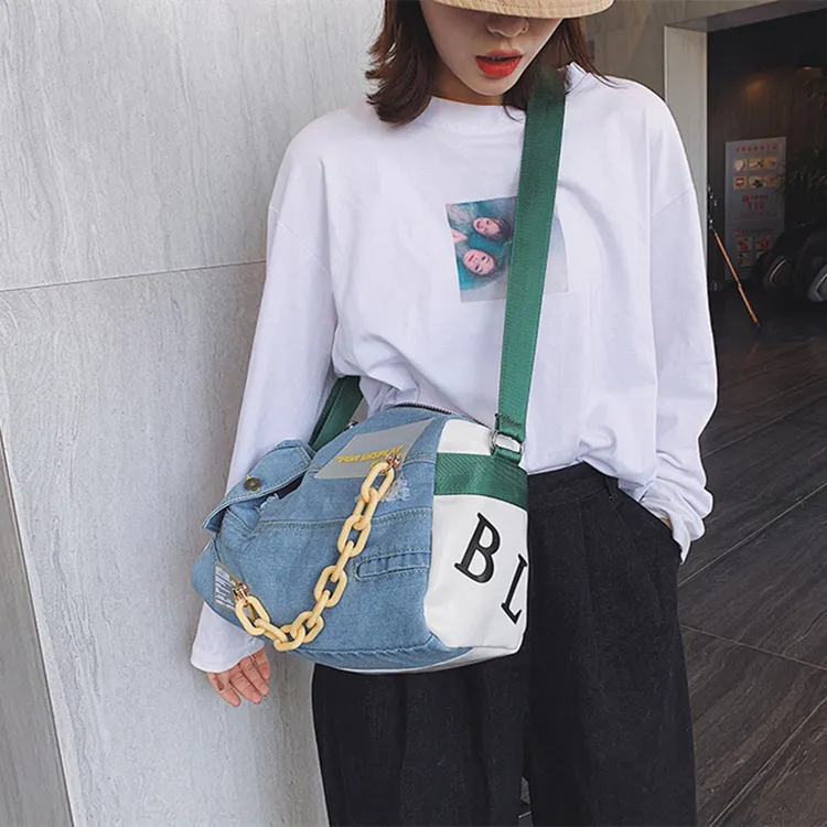 DALO Denim Crossbody Bag Women's Yellow/Green/Orange-8