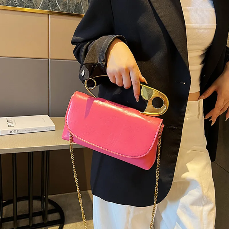 DALO PU Shoulder Bag Crossbody Bag Women's White/Black/Rose Red/Silver-7