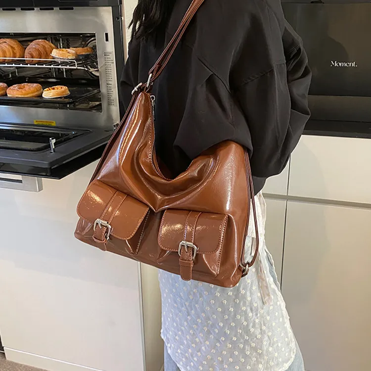DALO PU Shoulder Bag Women's Black/Red/Coffee/Brown-14
