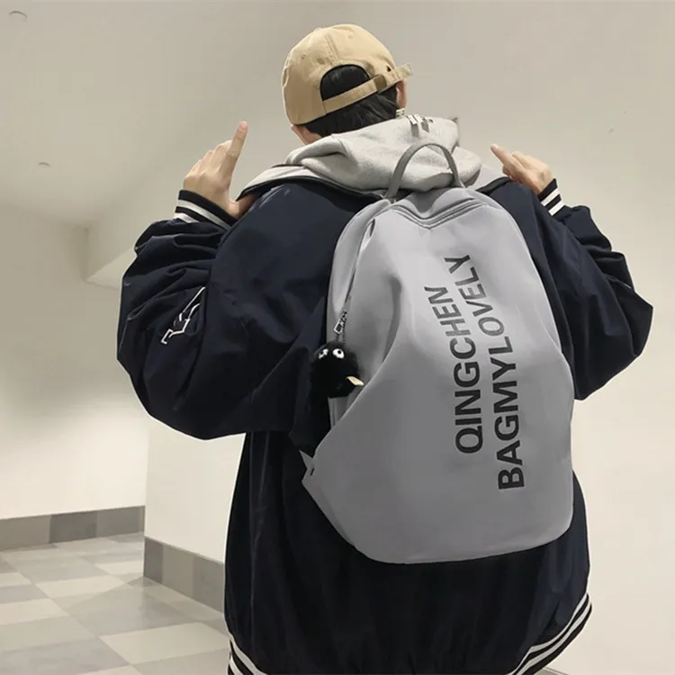 DALO Nylon Backpack Unisex White/Black/Gray/Blue/Pink-5
