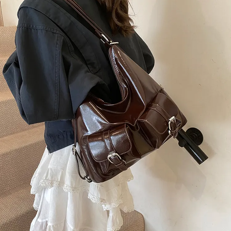 DALO PU Shoulder Bag Women's Black/Red/Coffee/Brown-9