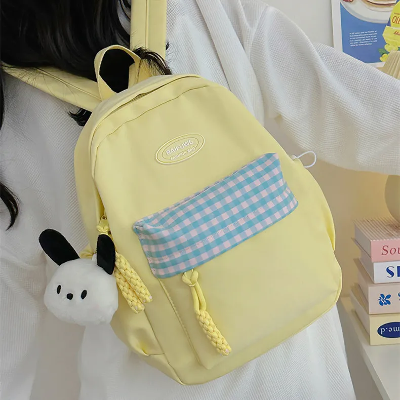 DALO Nylon Backpack Regular Women's White/Blue/Black/Yellow/Green-13