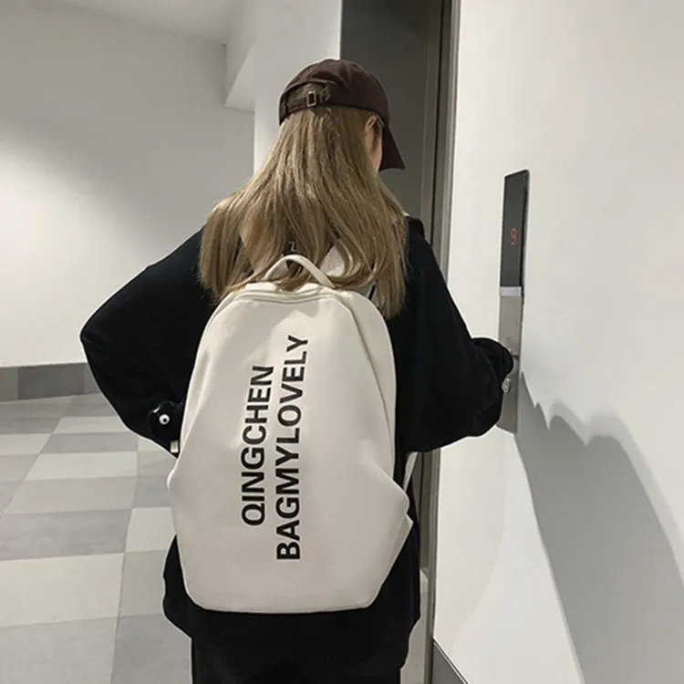 DALO Nylon Backpack Unisex White/Black/Gray/Blue/Pink-1