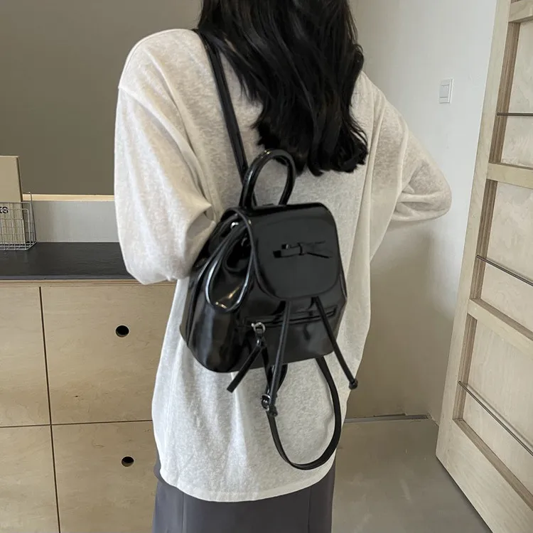 DALO PU Small Backpack Handbag Women's Black/Silver/Red/White-2