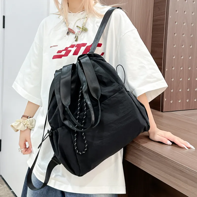 DALO Nylon Backpack Unisex Black/Gray/Blue/Pink-2