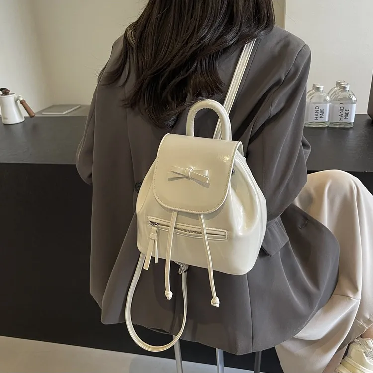 DALO PU Small Backpack Handbag Women's Black/Silver/Red/White-15