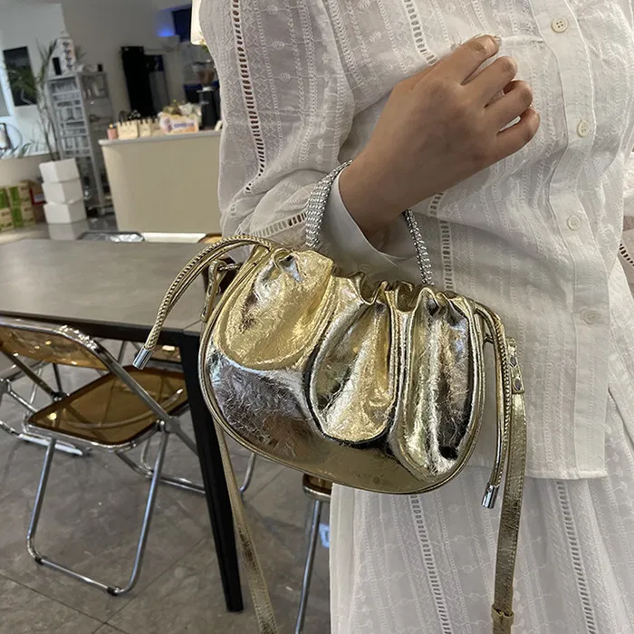 DALO PU One Shoulder Bucket Crossbody Handbag Women's Silver/Multicolor/Gold/Black-14