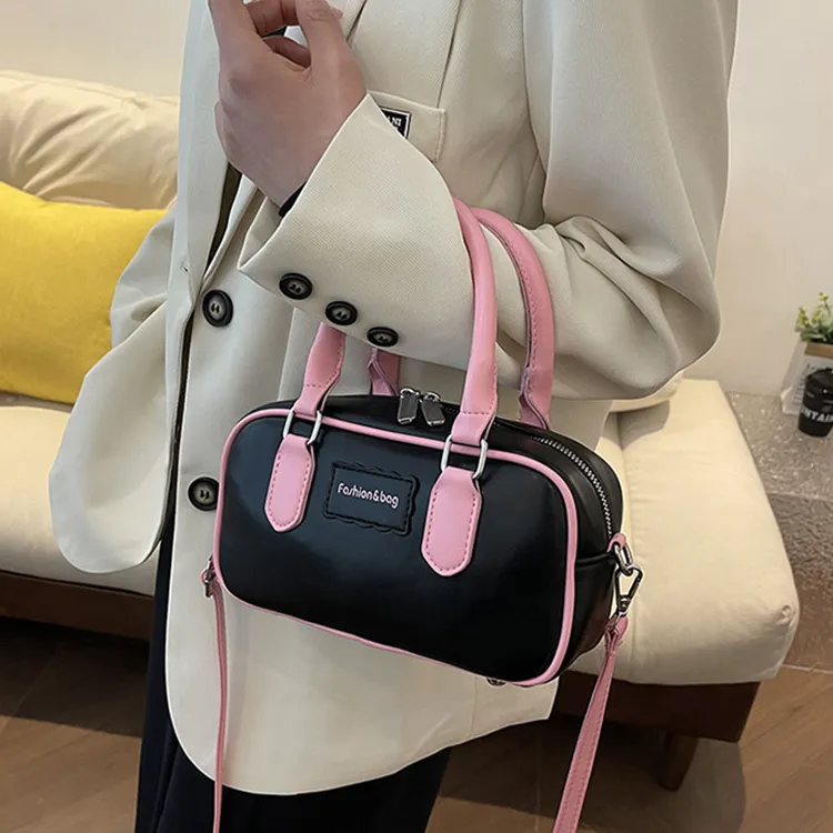 DALO PU Crossbody One Shoulder Handbag Women's Black/Ecru/Pink/Brown-6