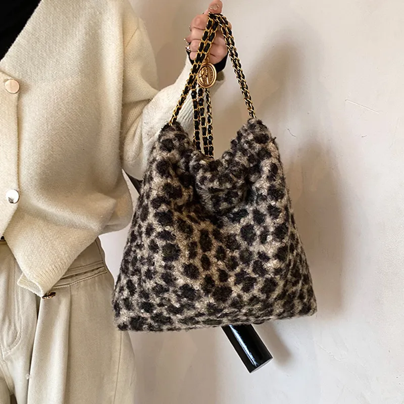 DALO Faux Fur Shoulder Bag Women's Khaki/Brown-1