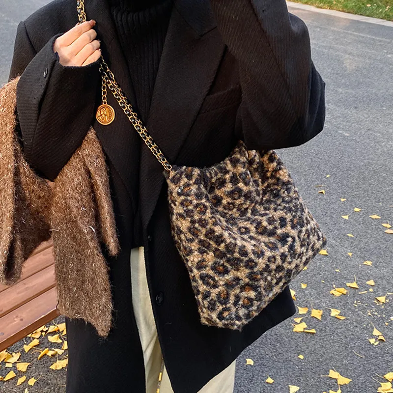DALO Faux Fur Shoulder Bag Women's Khaki/Brown-7