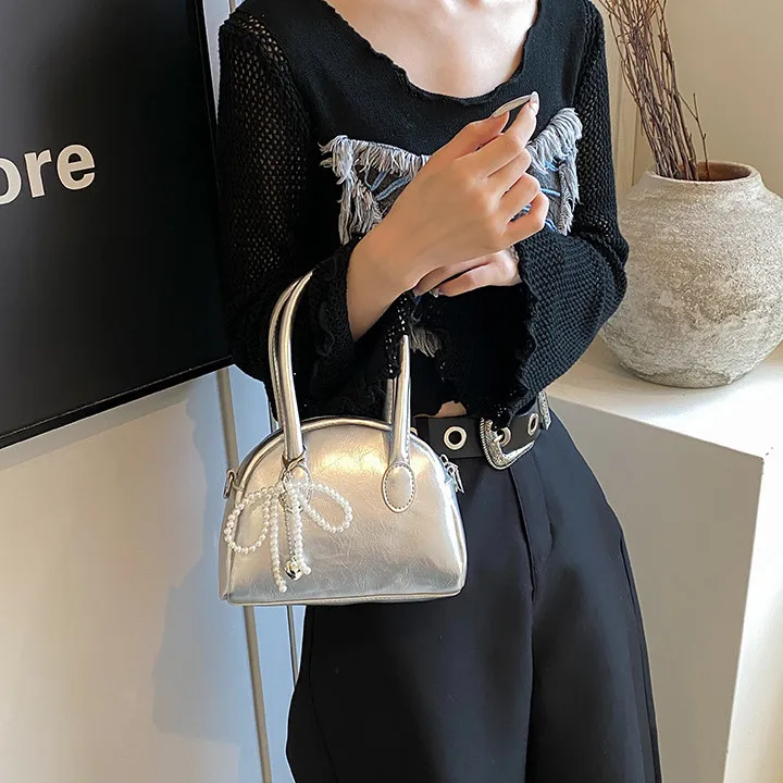 DALO PU One Shoulder Handbags Women's Black/Silver/Red/White-13