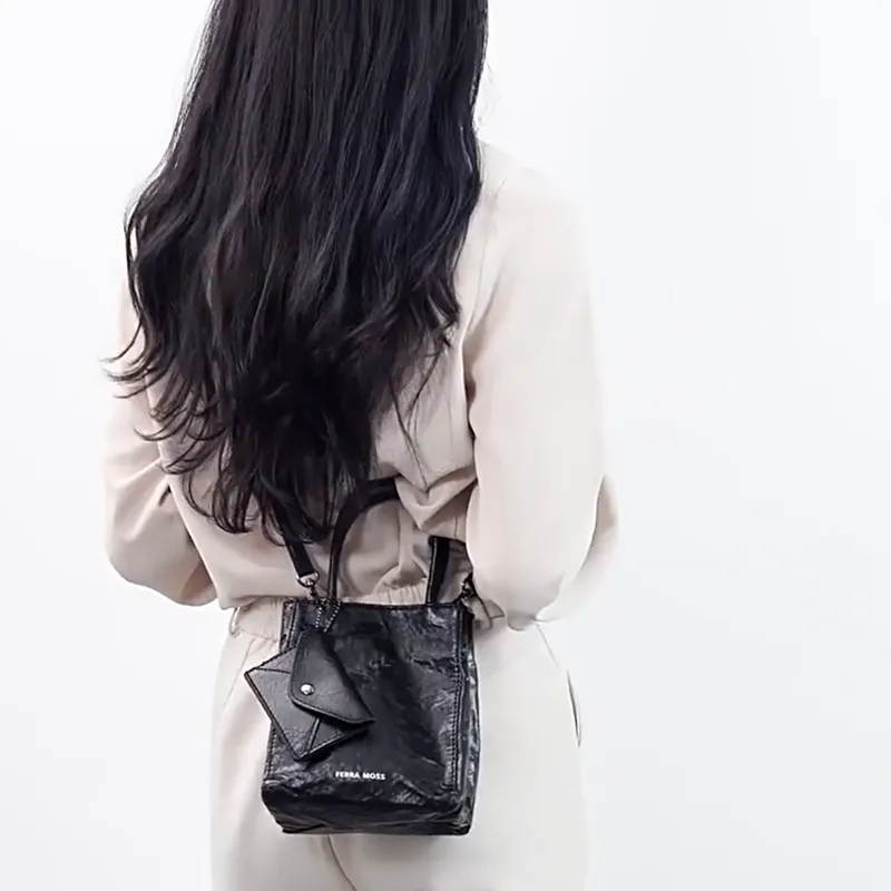 DALO PU Handbag Regular Women's Black/Milk White/Laser Silver-8