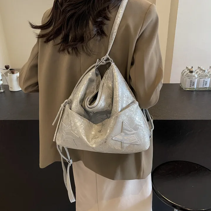 DALO PU Backpack On The Shoulder Women's Silver/Black/White-5