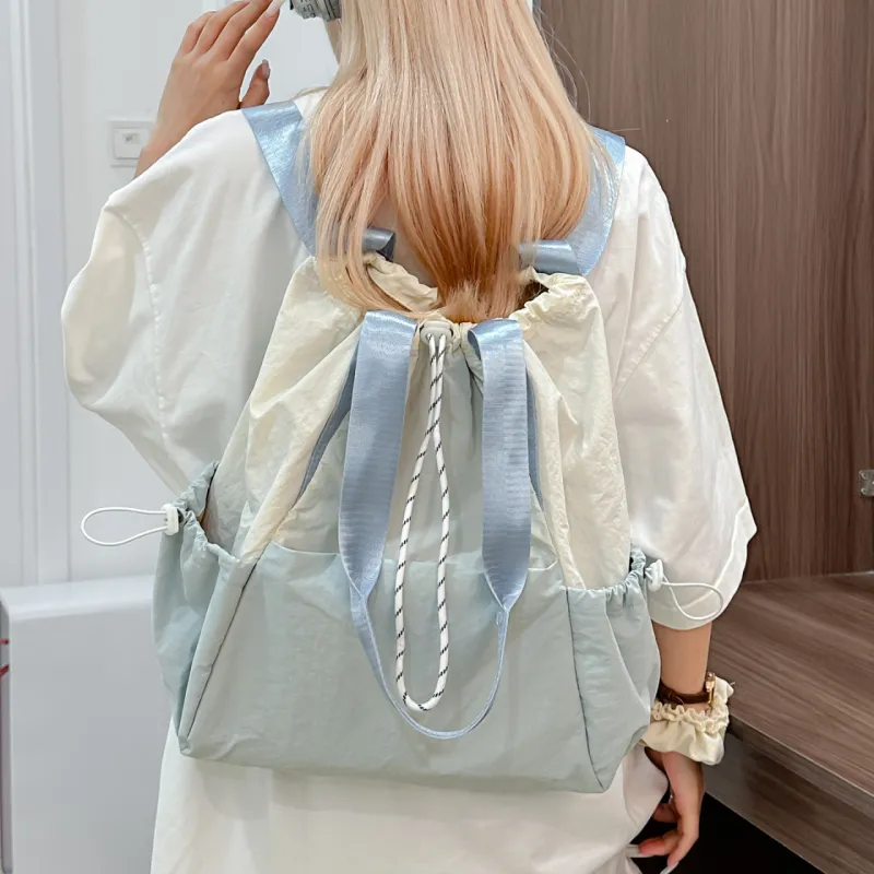 DALO Nylon Backpack Unisex Black/Gray/Blue/Pink-12