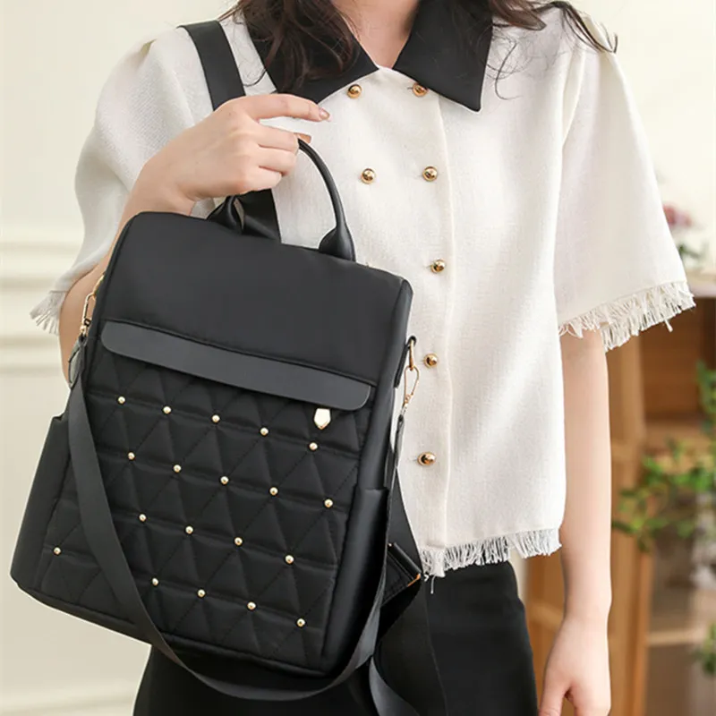 DALO Oxford Backpack Women's Black/Ecru/Khaki-2