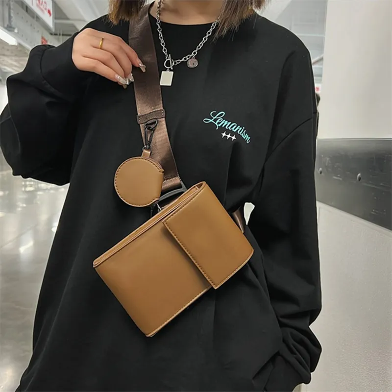 DALO PU Shoulder Bag Crossbody Bag Unisex Black/Brown-9