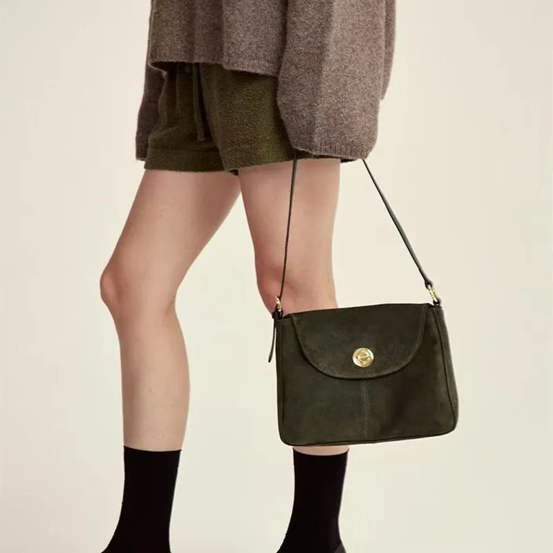 DALO Woolen Shoulder Bag, Tote, Crossbody Bag Women's Burgundy/Olive Green-5