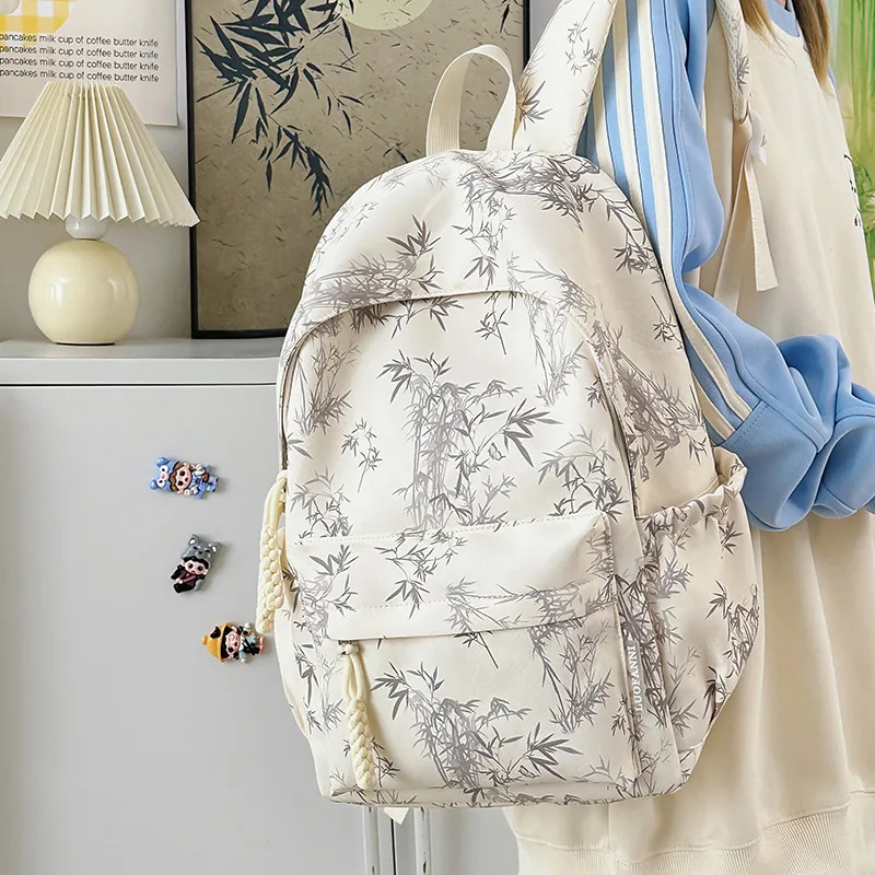 DALO Nylon Backpack Women's White/Black/Green/Blue-4